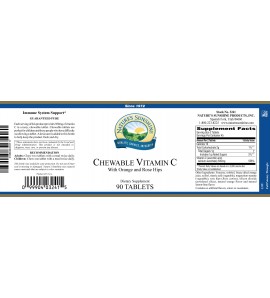 Vitamin C (250 mg) (90 Chewable Tabs) label