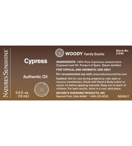 Cypress Authentic Essential Oil (15 ml) label