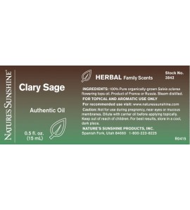 Clary Sage Essential Oil (15 ml) label