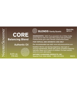 CORE Balancing Essential Oil Blend (15 ml) label