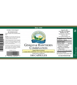 Ginkgo & Hawthorn Combination (100 Caps) label