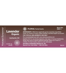 Lavender Organic Essential Oil (5 ml) label