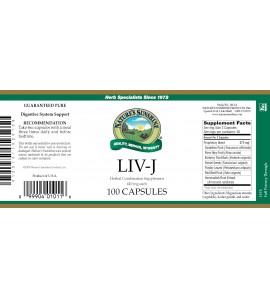 LIV-J (100 Caps) label LIV-J (100 Caps) label