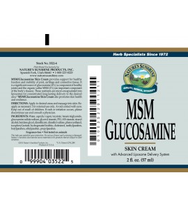 MSM/Glucosamine Cream (2 oz. Tube) label