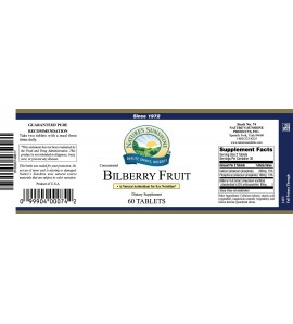 Bilberry Fruit Conc. (60 Tabs) label