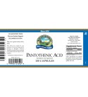 Pantothenic Acid (250 mg) (100 Caps) label