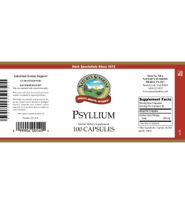 Psyllium (Seeds) (100 Caps) label