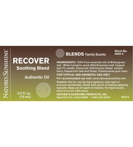 RECOVER Soothing Essential Oil Blend (15 ml) label