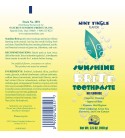 Sunshine Brite Toothpaste (3.5 oz. Tube) label